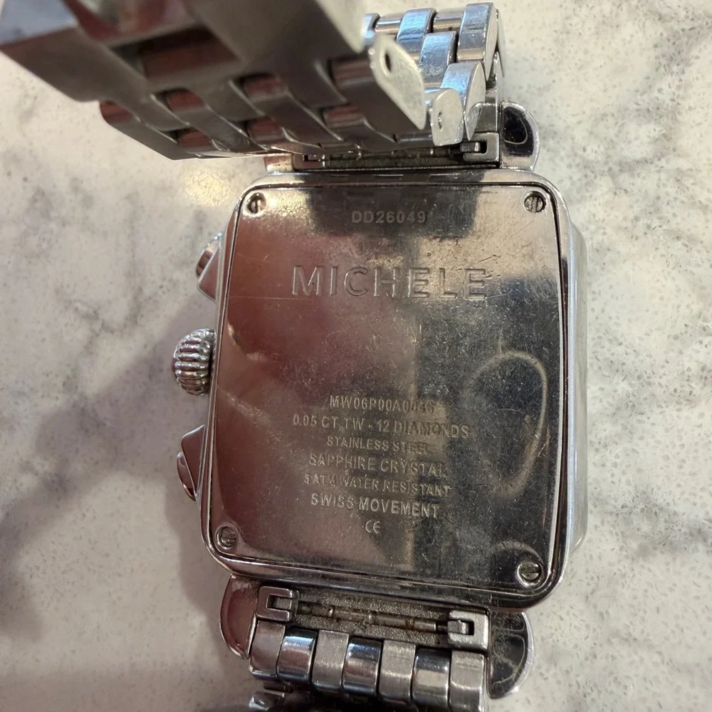 Diamond Chronograph Stainless Steel Watch - Silver & White - Picture 4 of 4